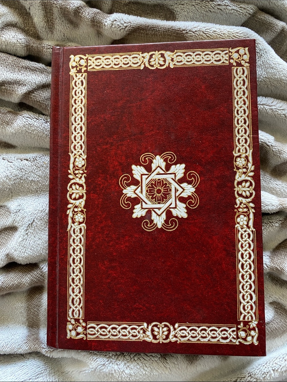 Vintage-Style Red Hardcover Journal with Gold Embossing
